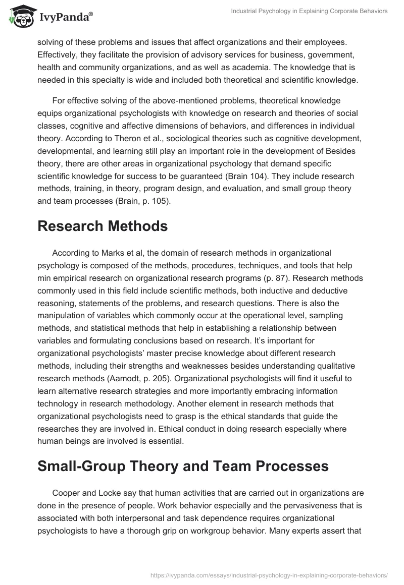 Industrial Psychology in Explaining Corporate Behaviors. Page 2