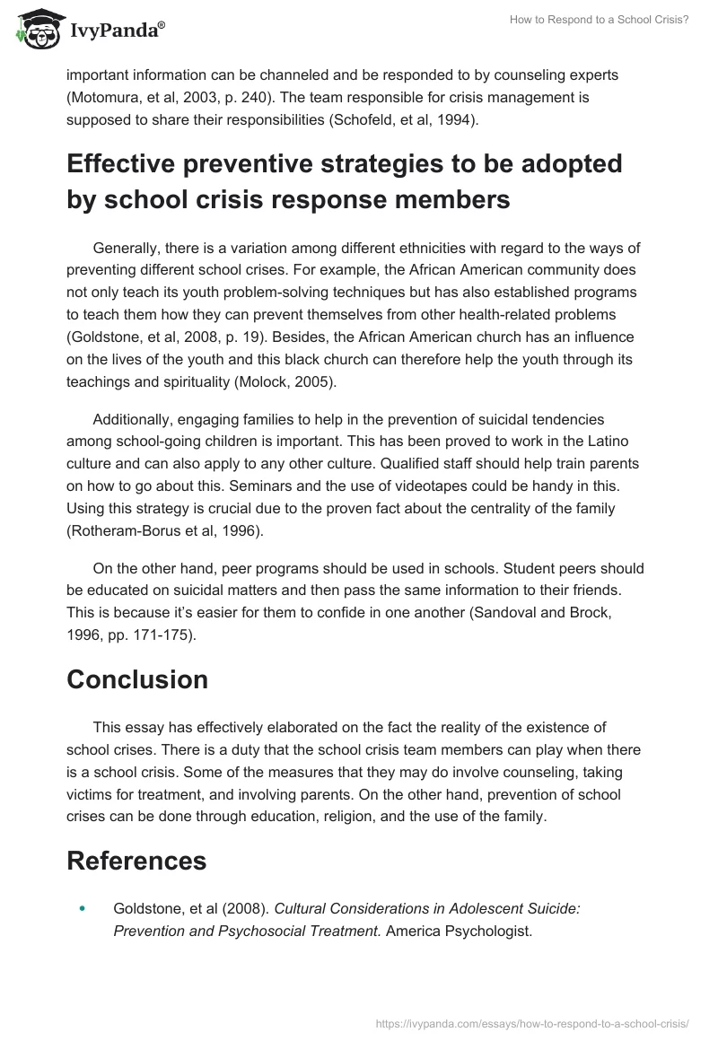 How to Respond to a School Crisis?. Page 2