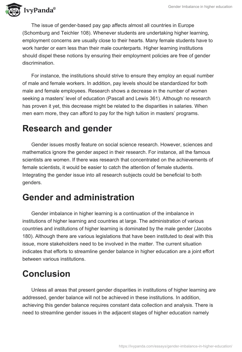 Gender Imbalance in higher education. Page 4