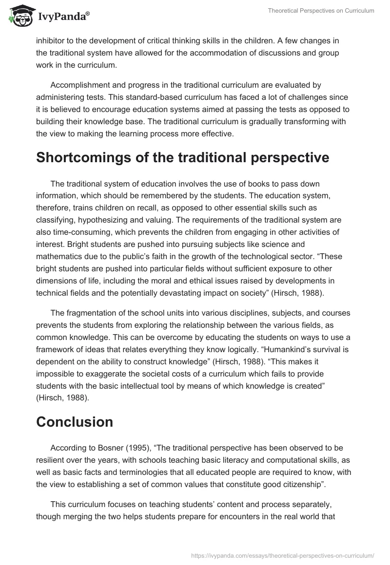 Theoretical Perspectives on Curriculum. Page 2
