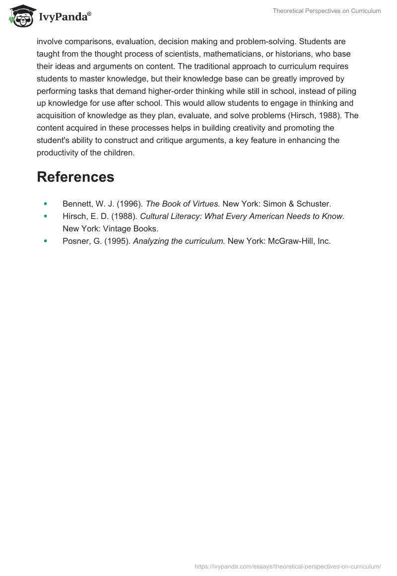 Theoretical Perspectives on Curriculum. Page 3