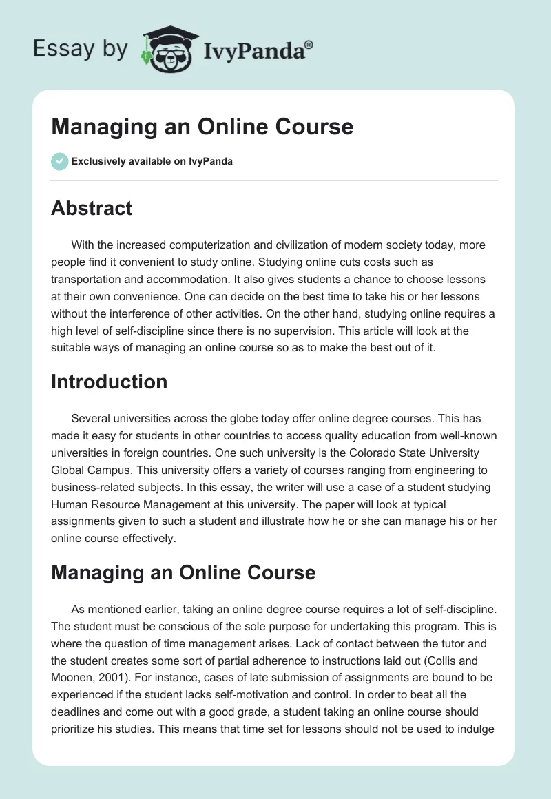 Managing an Online Course. Page 1
