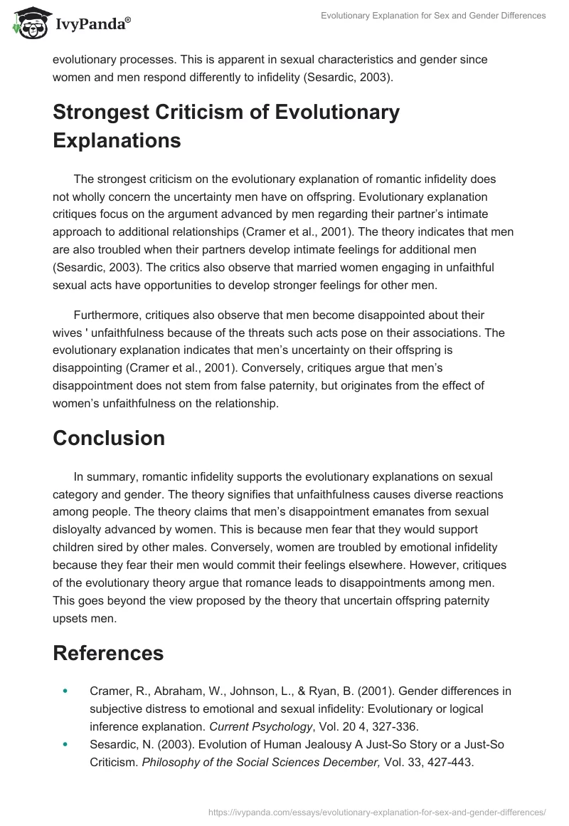 Evolutionary Explanation for Sex and Gender Differences. Page 2
