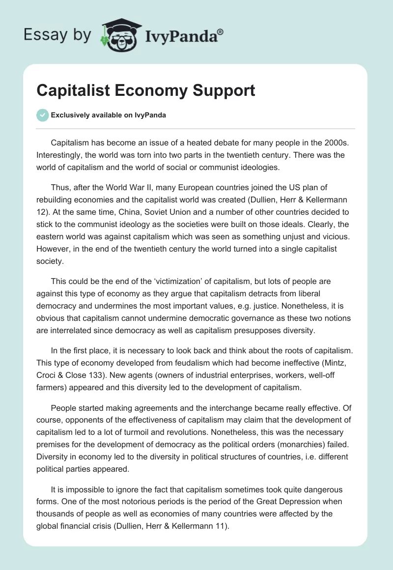 Capitalist Economy Support. Page 1