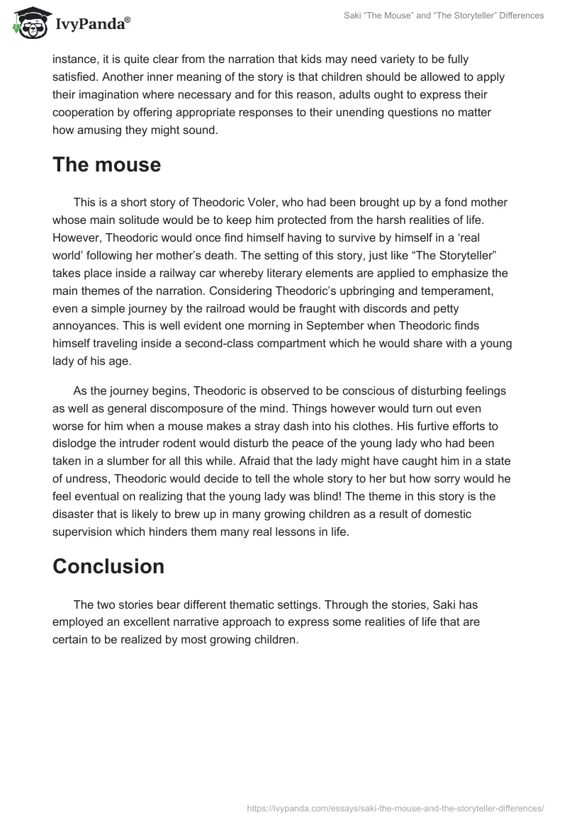 Saki “The Mouse” and “The Storyteller” Differences. Page 2