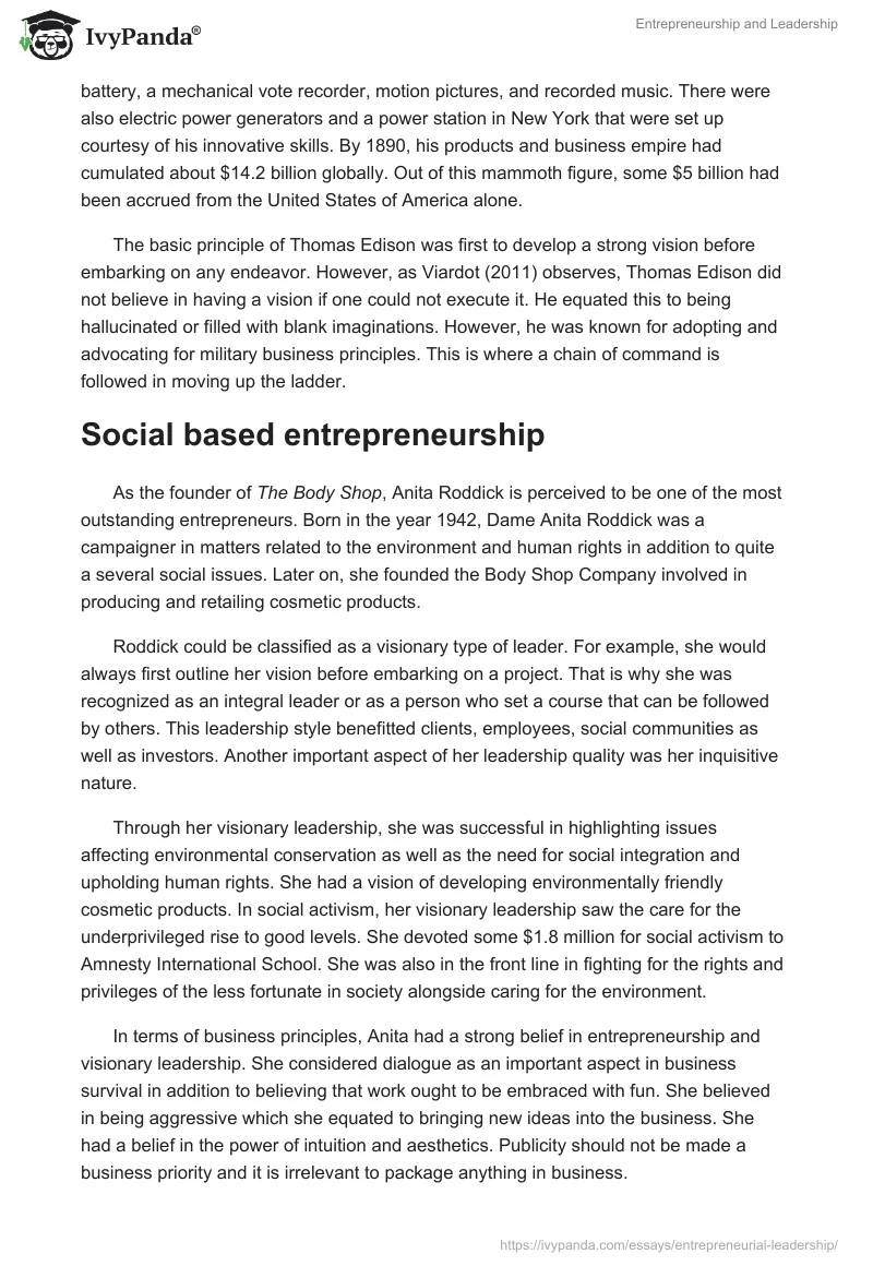 Entrepreneurship and Leadership. Page 2