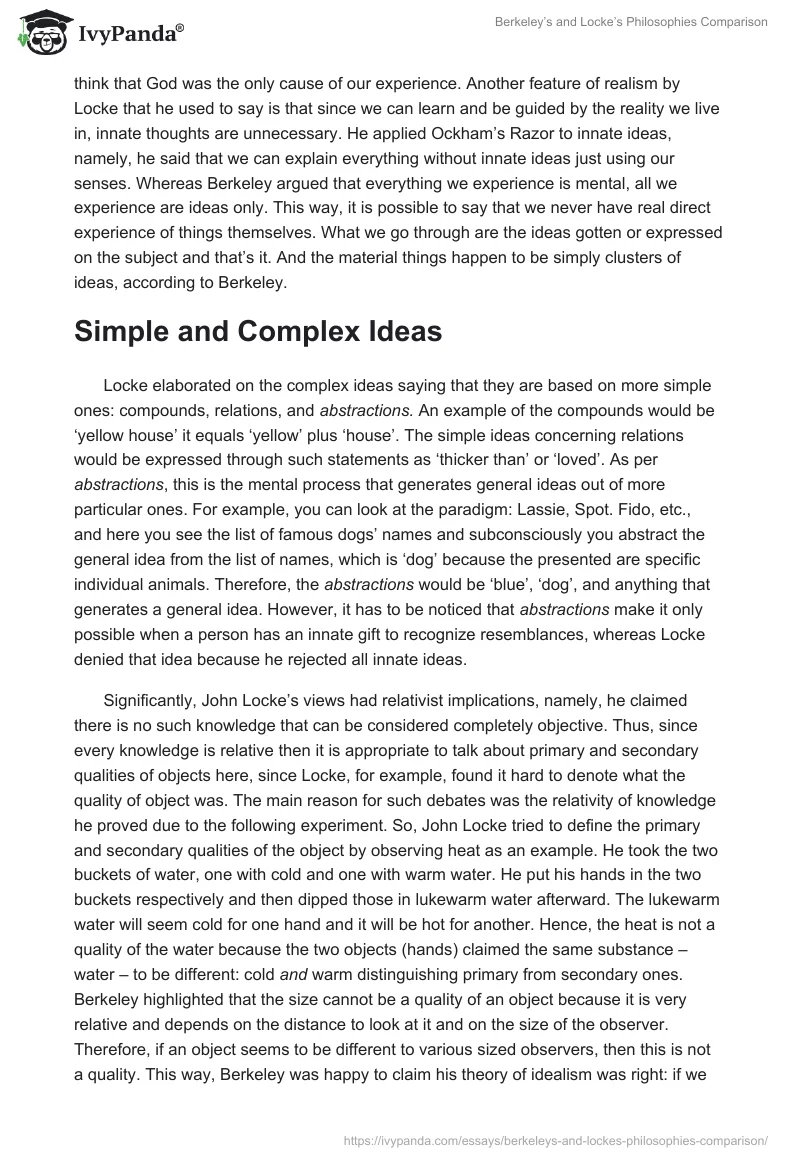 Berkeley’s and Locke’s Philosophies Comparison. Page 2