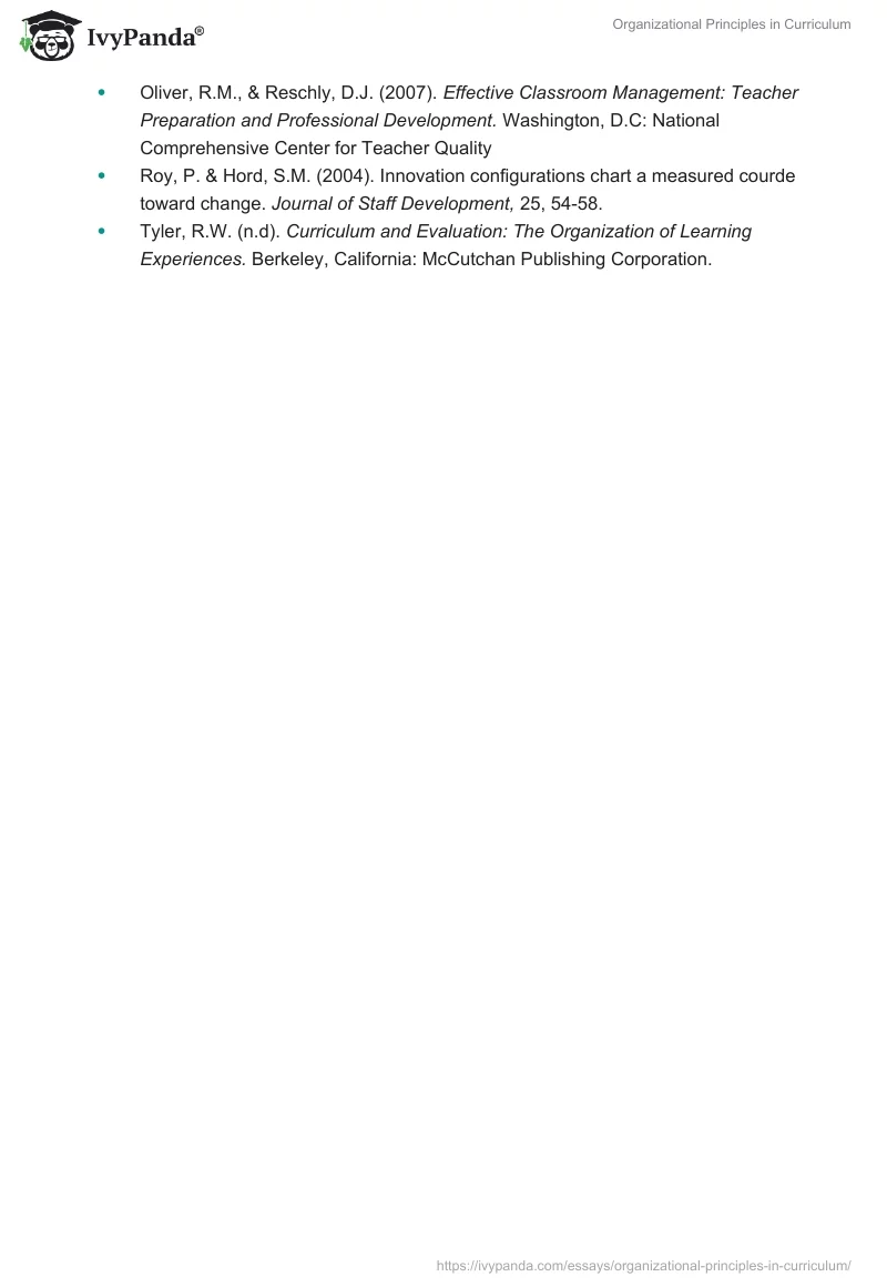 Organizational Principles in Curriculum. Page 4