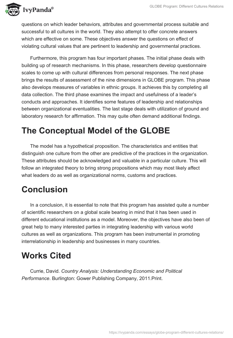 GLOBE Program: Different Cultures Relations. Page 2