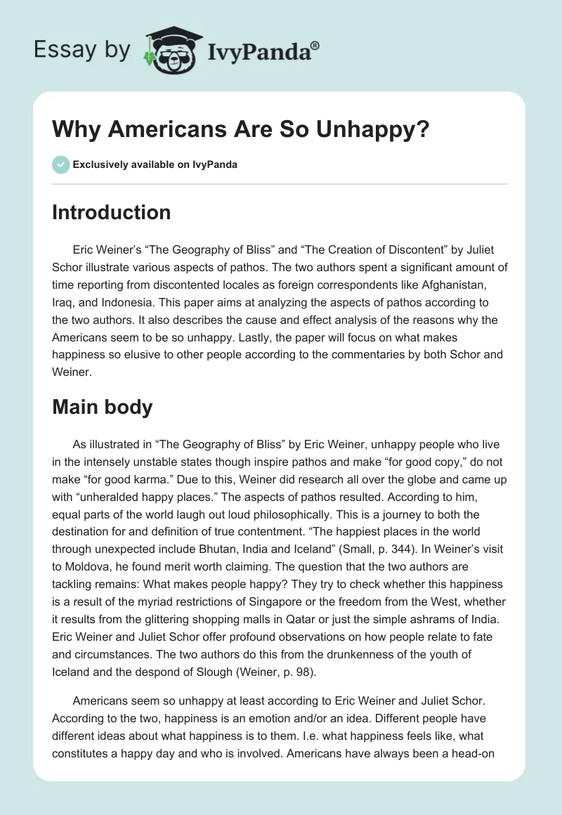 Why Americans Are So Unhappy?. Page 1