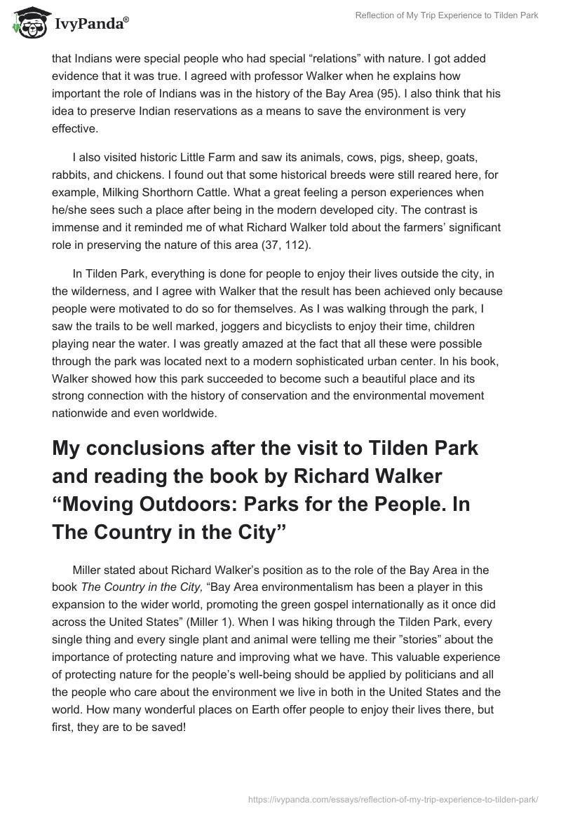 Reflection of My Trip Experience to Tilden Park. Page 2