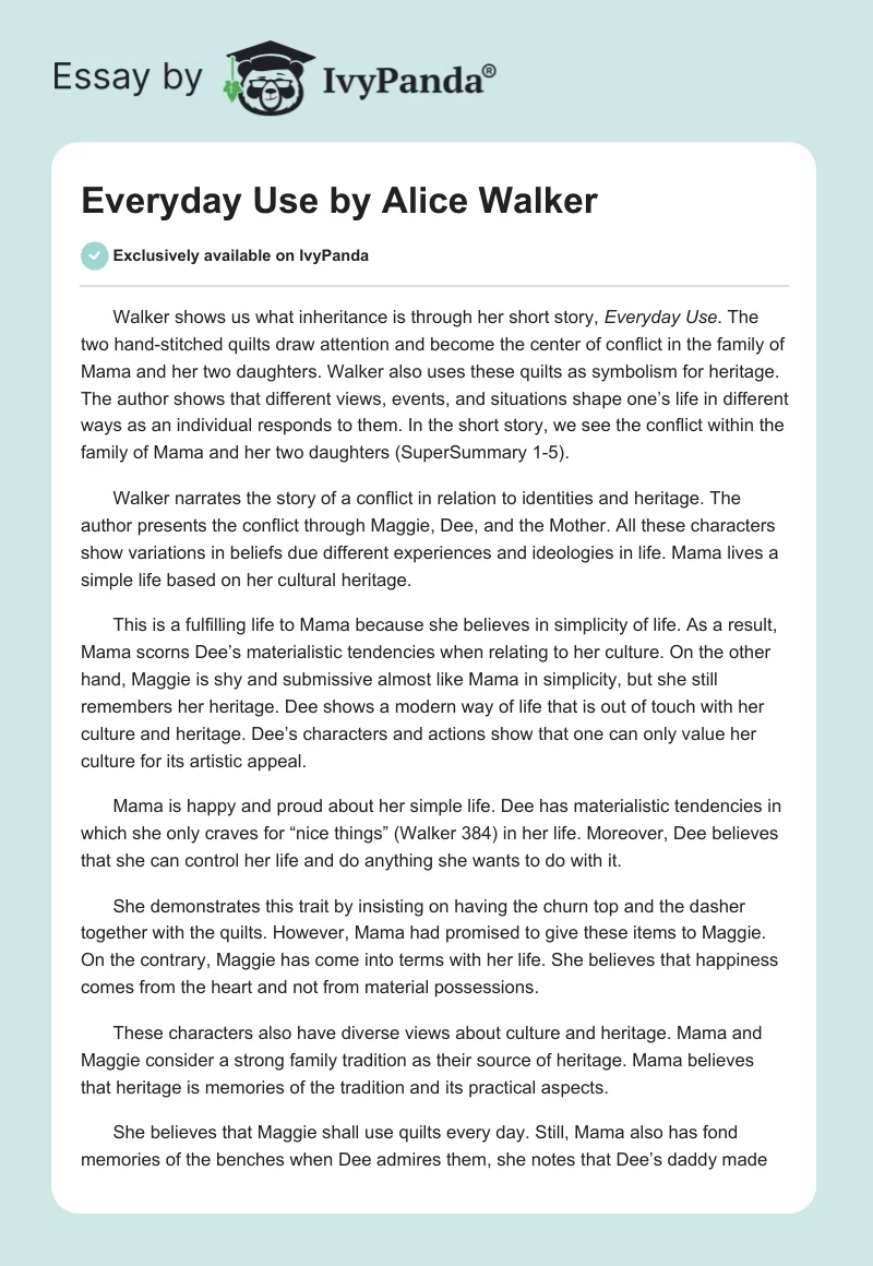 Everyday Use by Alice Walker. Page 1