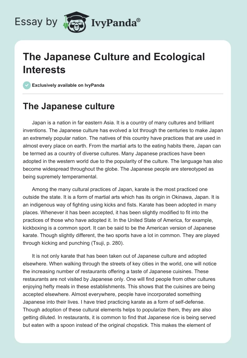 The Japanese Culture and Ecological Interests. Page 1