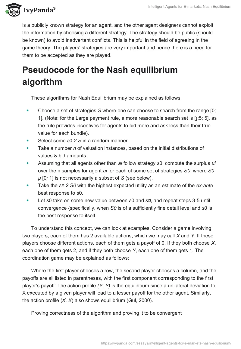 Intelligent Agents for E-markets: Nash Equilibrium. Page 2