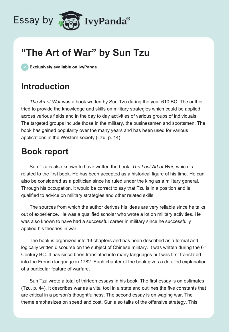 “The Art of War” by Sun Tzu. Page 1