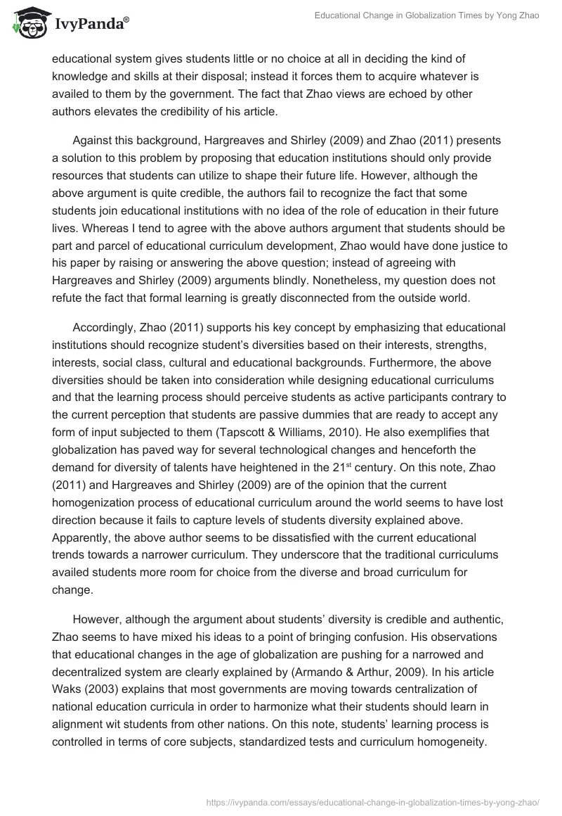 Educational Change in Globalization Times by Yong Zhao. Page 2