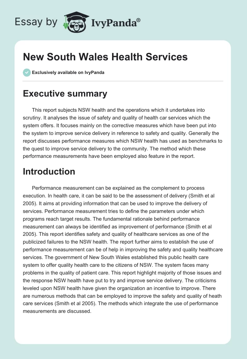 New South Wales Health Services. Page 1