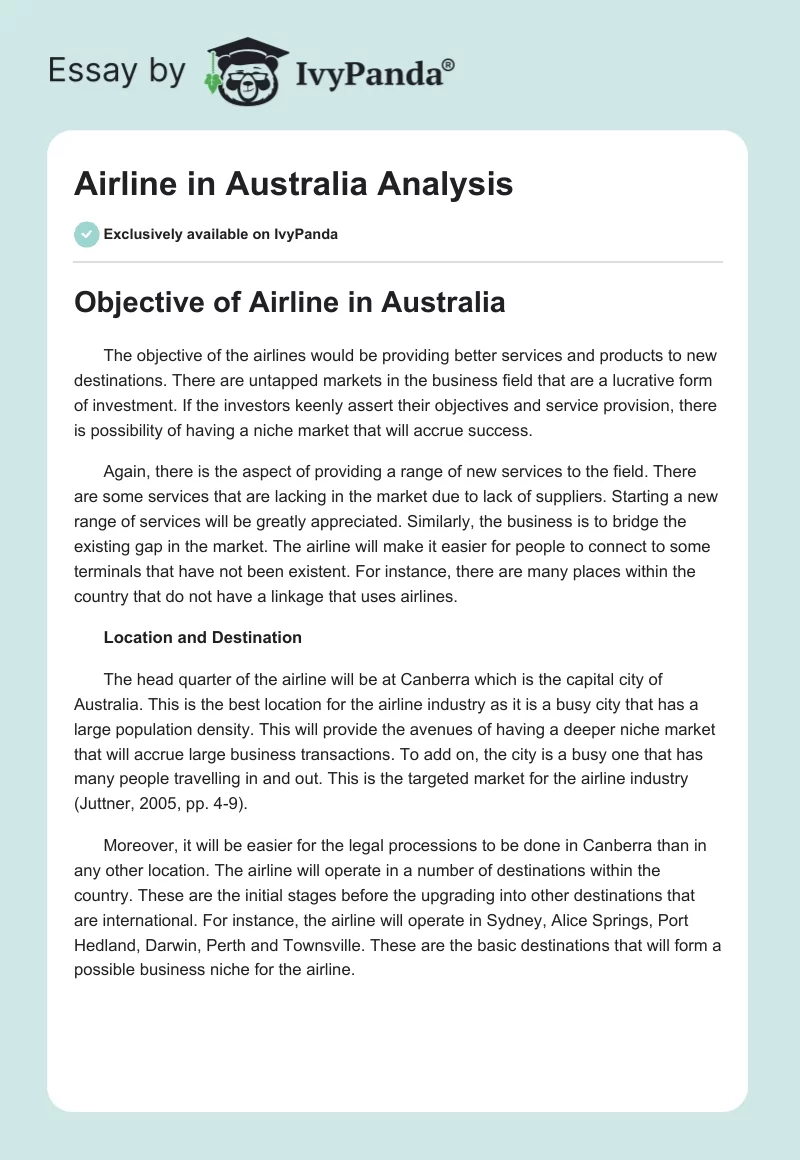 Airline in Australia Analysis. Page 1