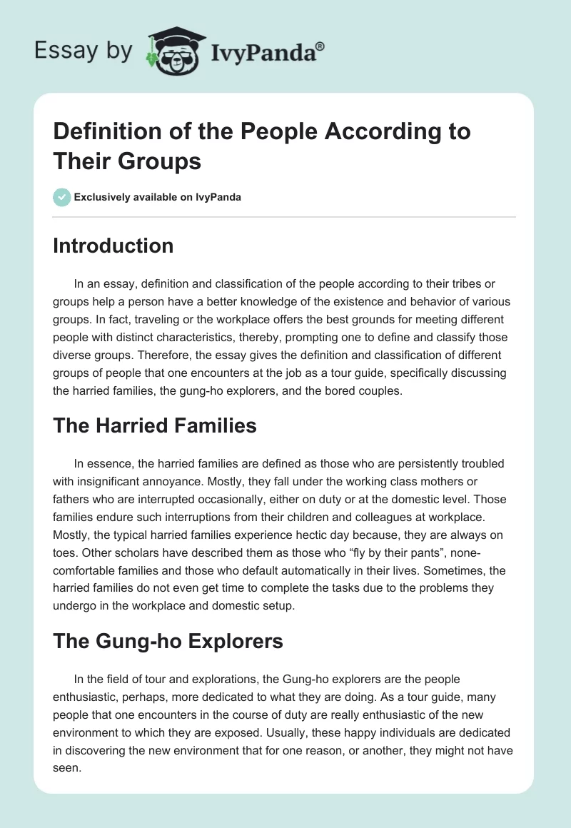 Definition of the People According to Their Groups. Page 1