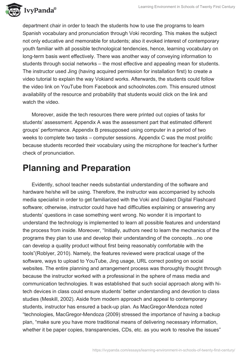 Learning Environment in Schools of Twenty First Century. Page 2