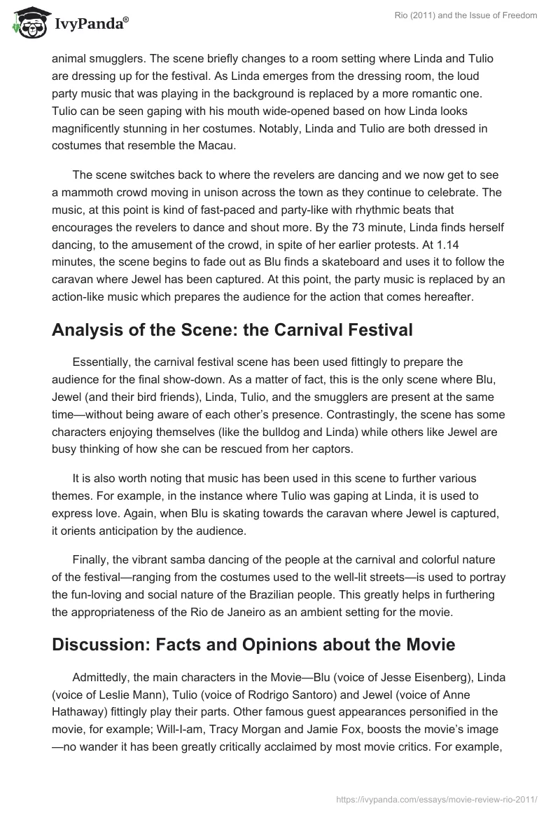 Rio (2011) and the Issue of Freedom. Page 2