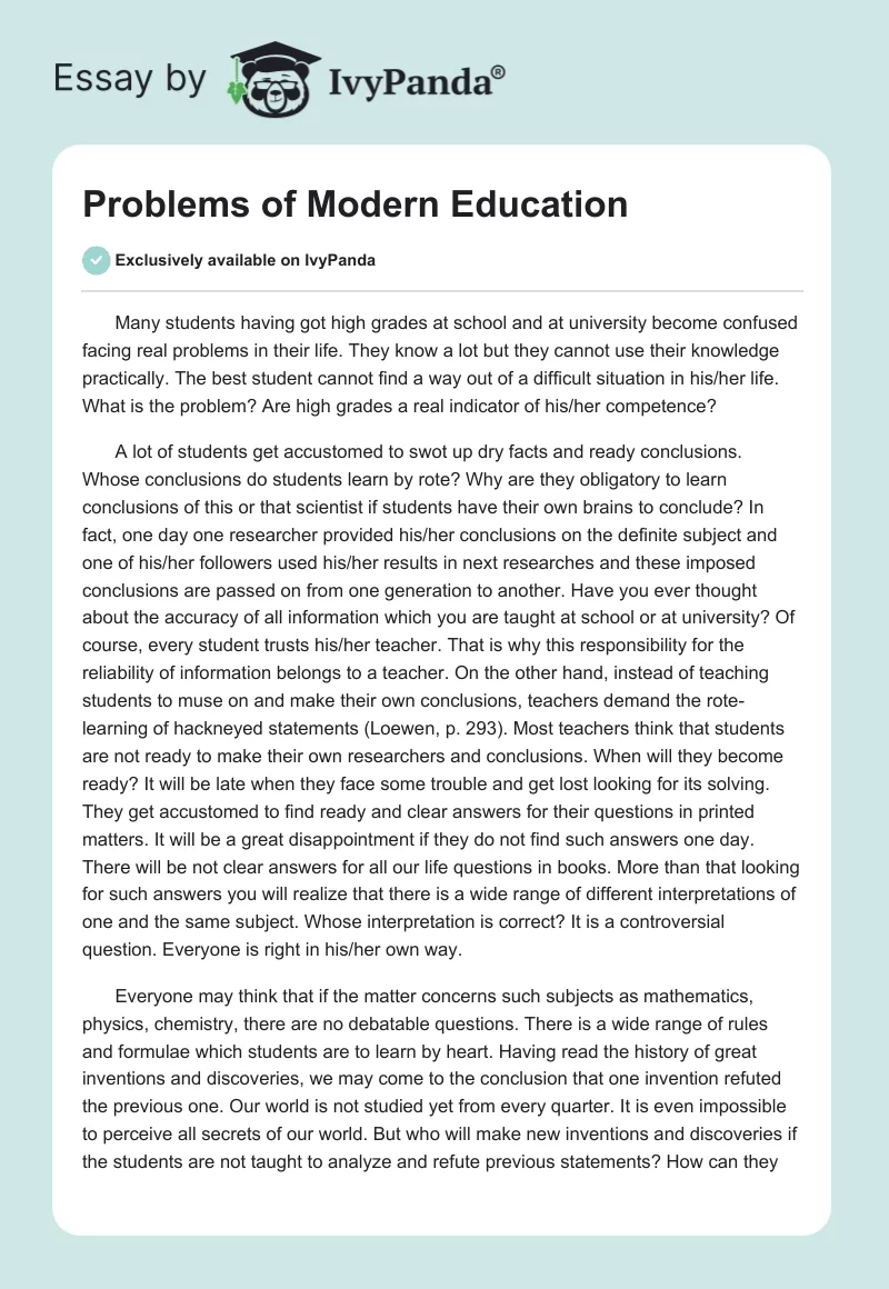 Problems of Modern Education. Page 1