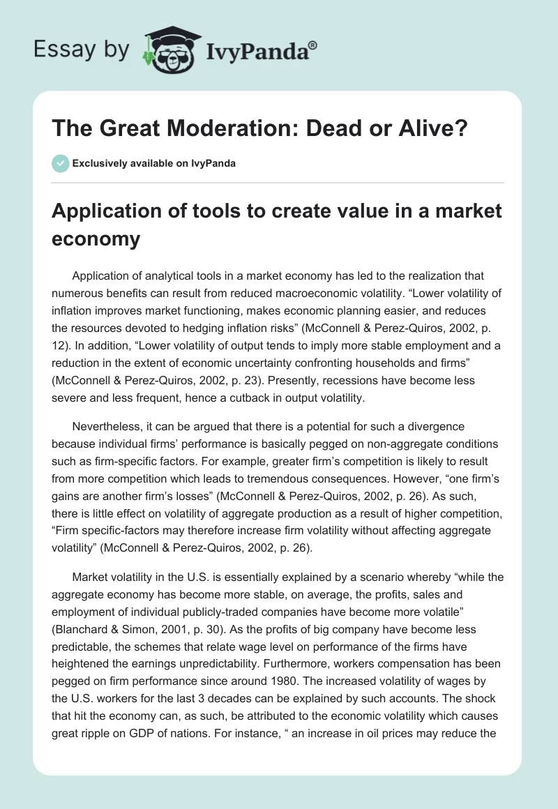 The Great Moderation: Dead or Alive?. Page 1
