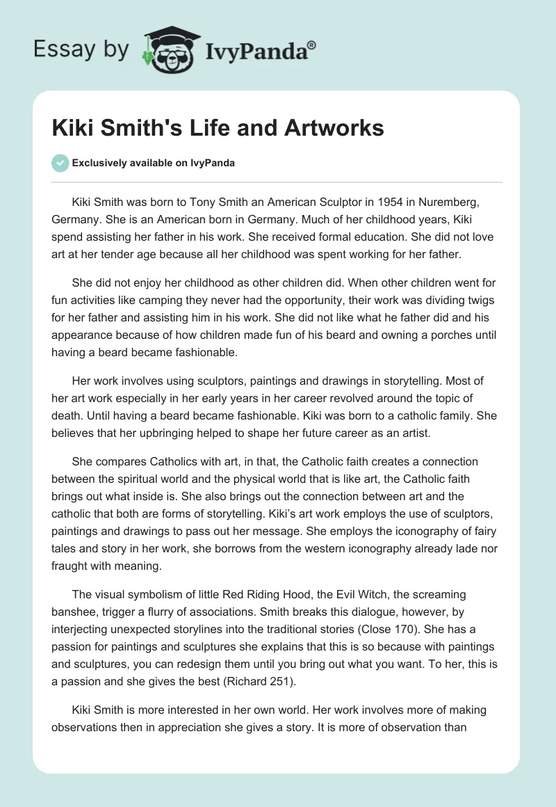 Kiki Smith's Life and Artworks. Page 1