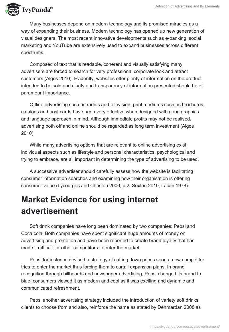 Definition of Advertising and Its Elements. Page 4