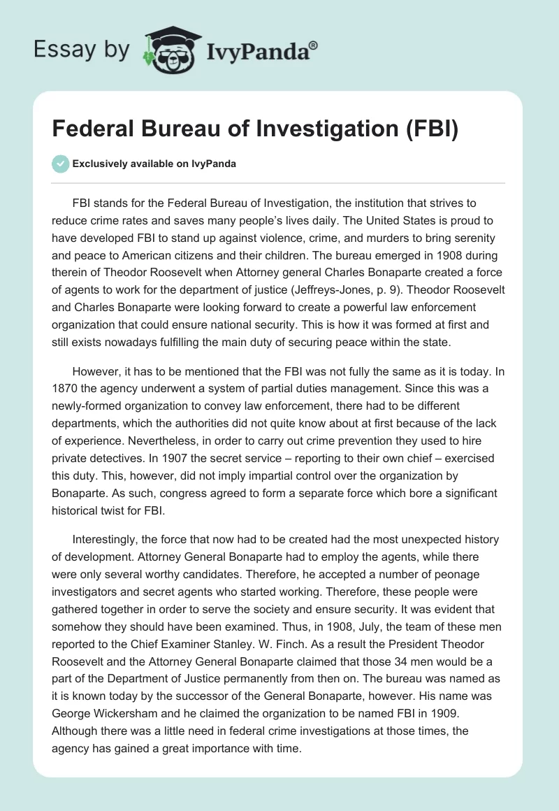 Federal Bureau of Investigation (FBI). Page 1