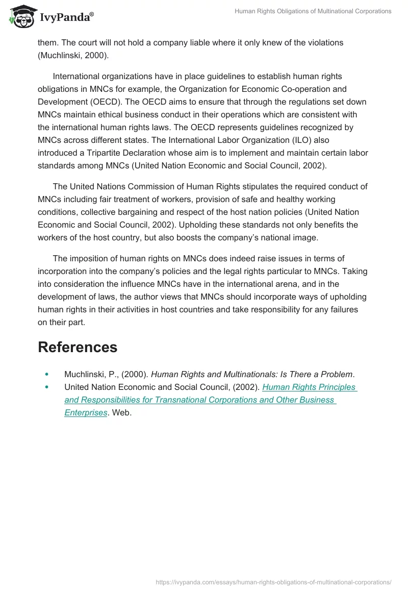 Human Rights Obligations of Multinational Corporations. Page 2