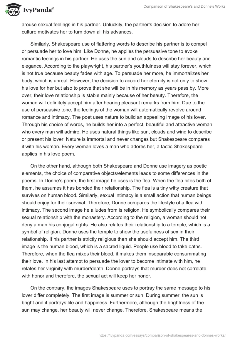 Comparison of Shakespeare’s and Donne's Works. Page 2