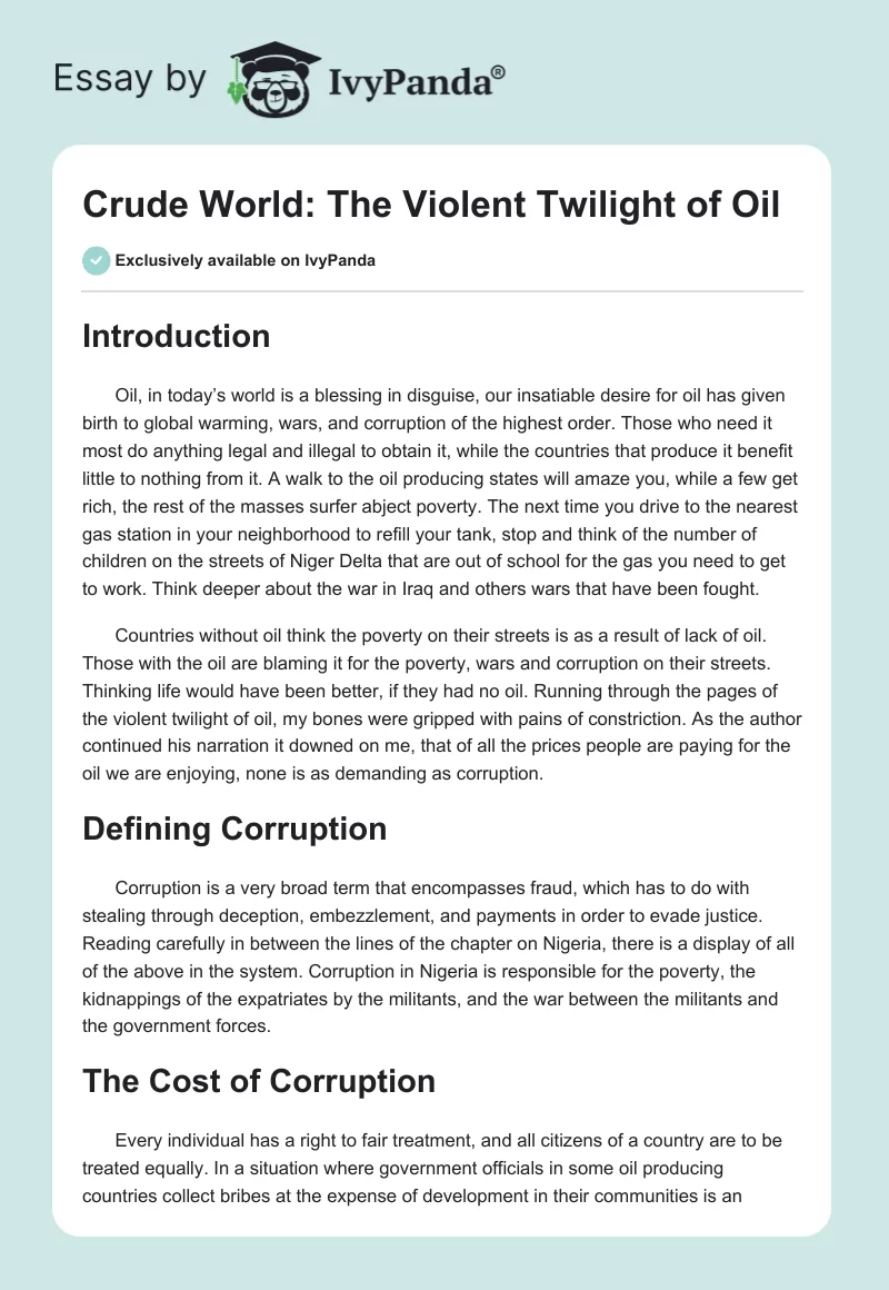 Crude World: The Violent Twilight of Oil. Page 1