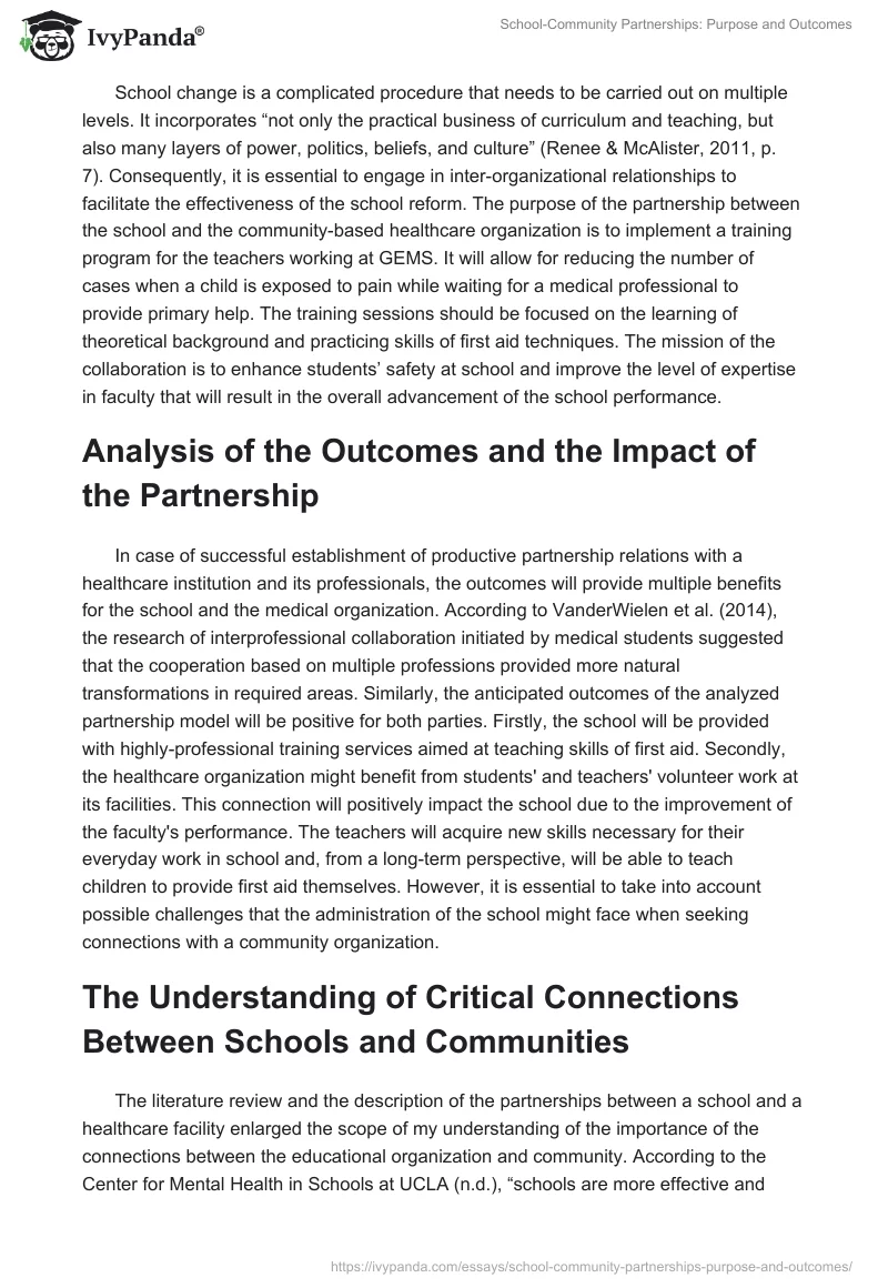 School-Community Partnerships: Purpose and Outcomes. Page 2