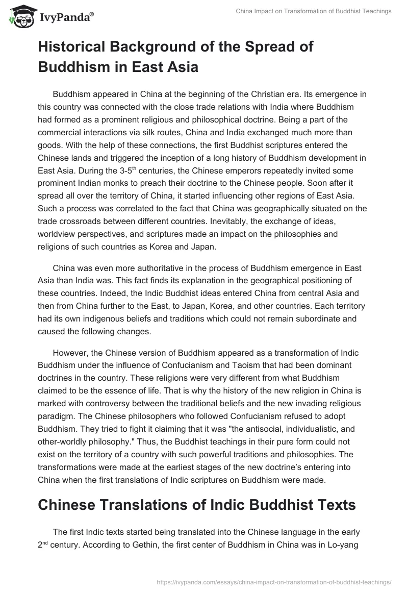 China Impact on Transformation of Buddhist Teachings. Page 2