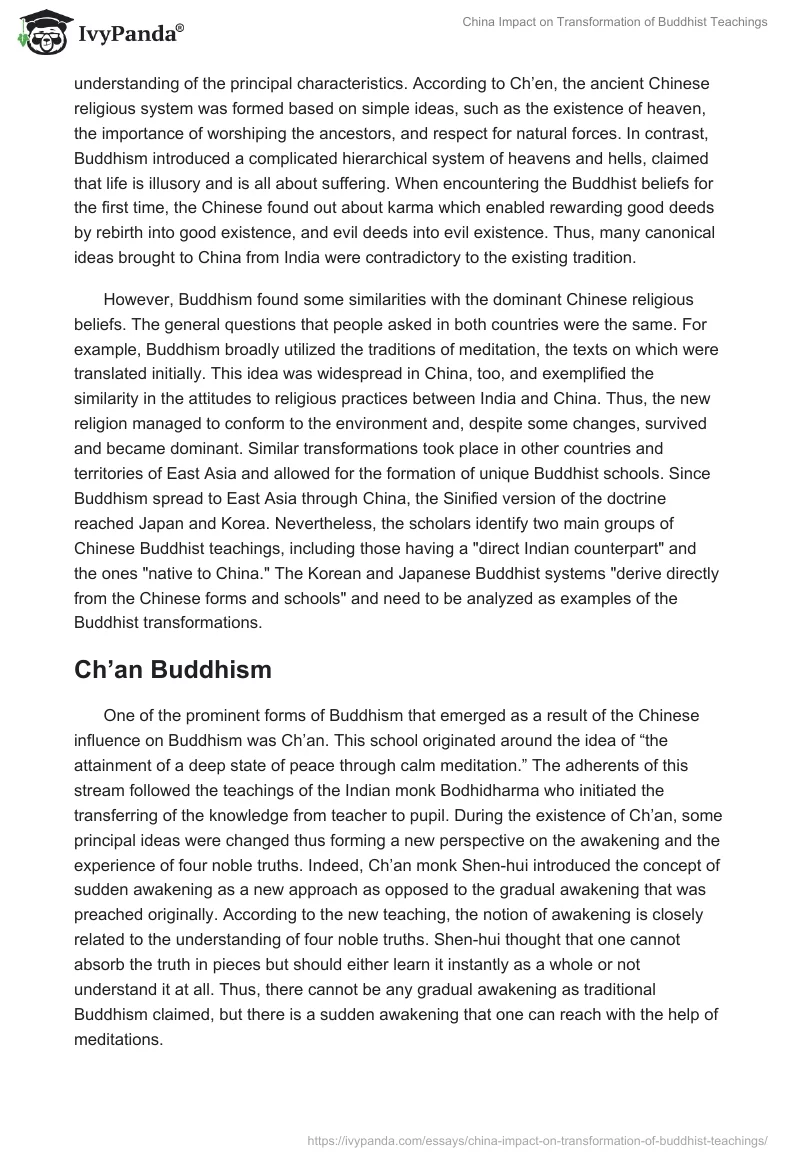 China Impact on Transformation of Buddhist Teachings. Page 4