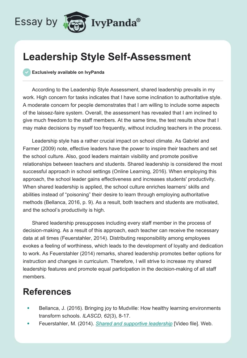 Leadership Style Self-Assessment. Page 1