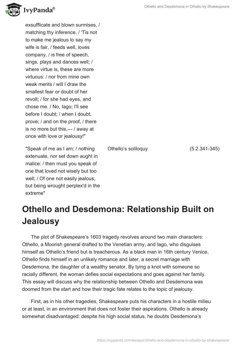 Othello and Desdemona in "Othello" by Shakespeare. Page 2