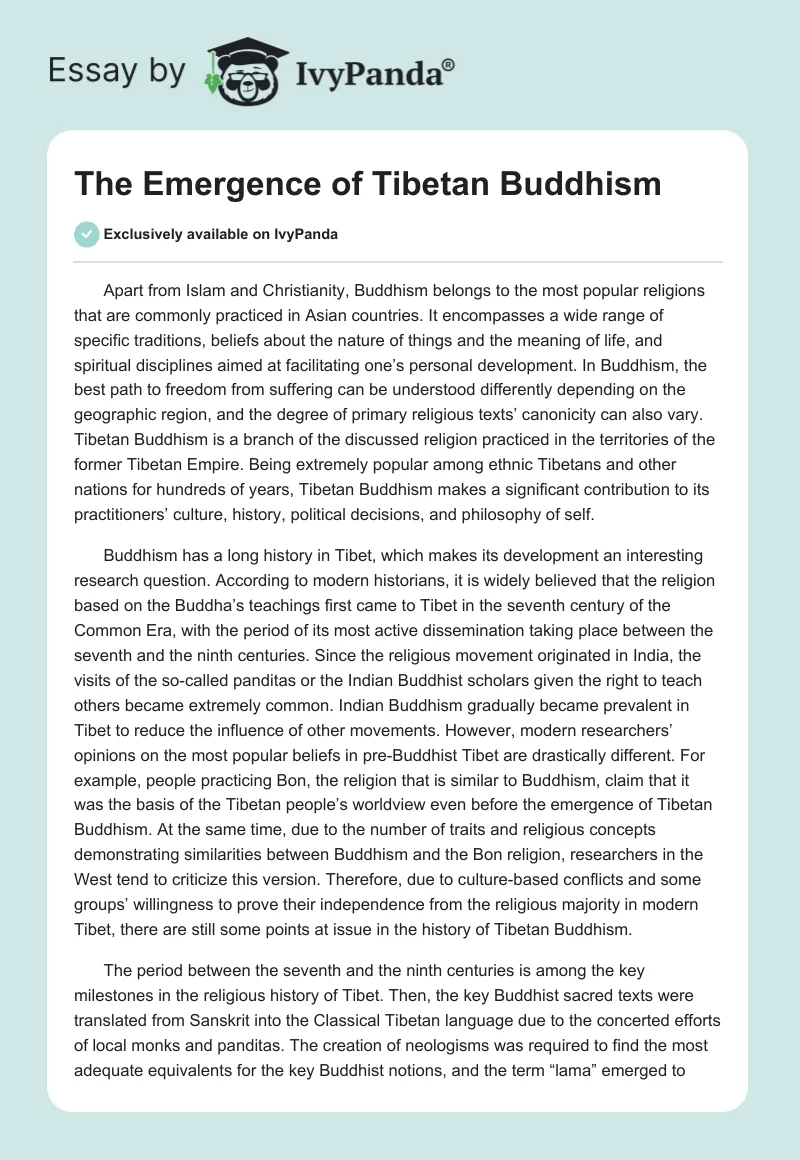 The Emergence of Tibetan Buddhism. Page 1