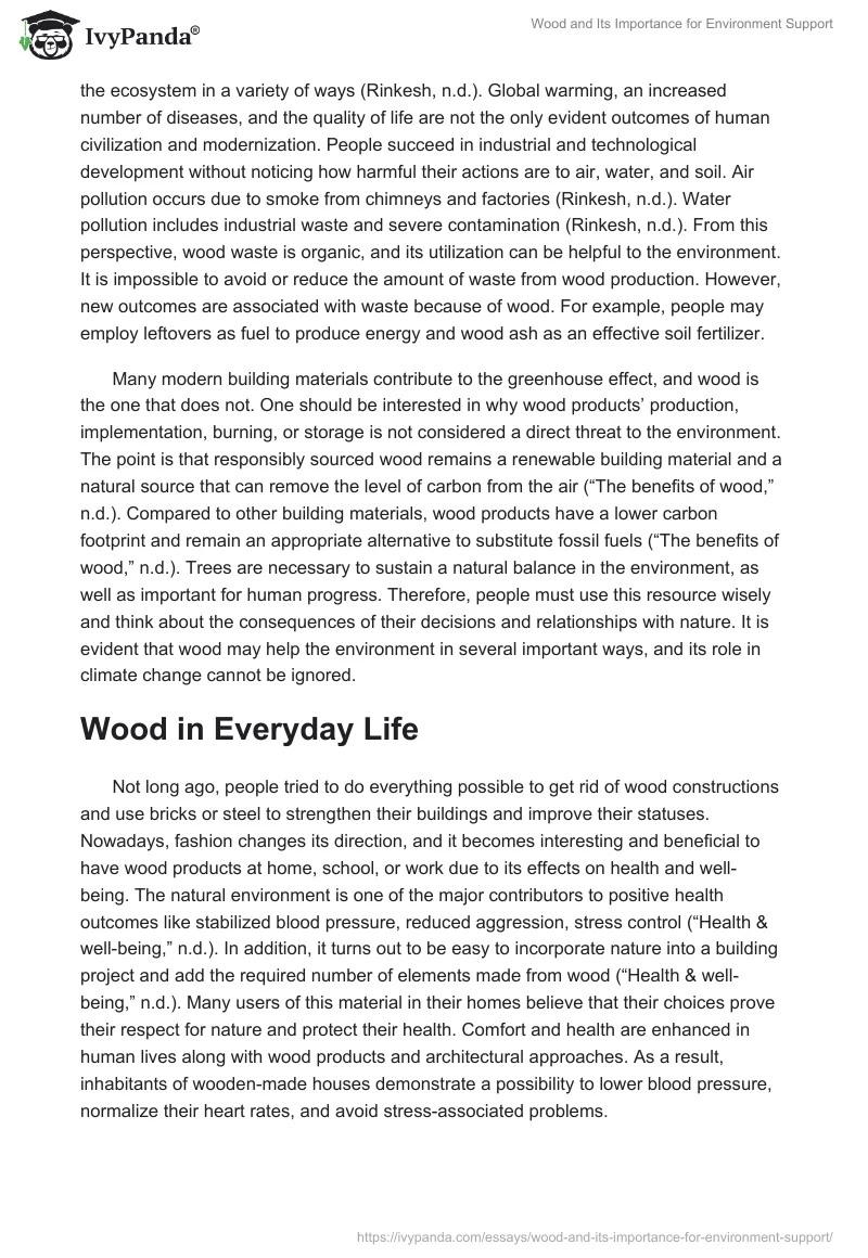 Wood and Its Importance for Environment Support. Page 2
