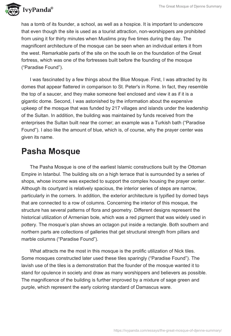 The Great Mosque of Djenne Summary. Page 2
