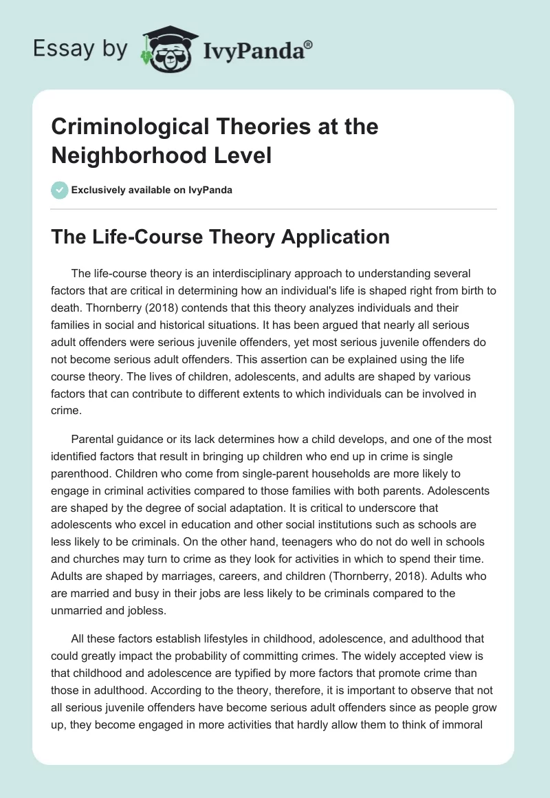 Criminological Theories at the Neighborhood Level. Page 1