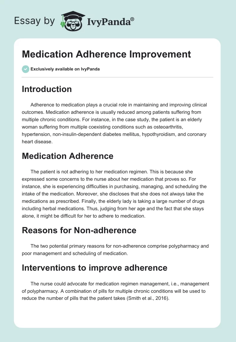 Medication Adherence Improvement. Page 1