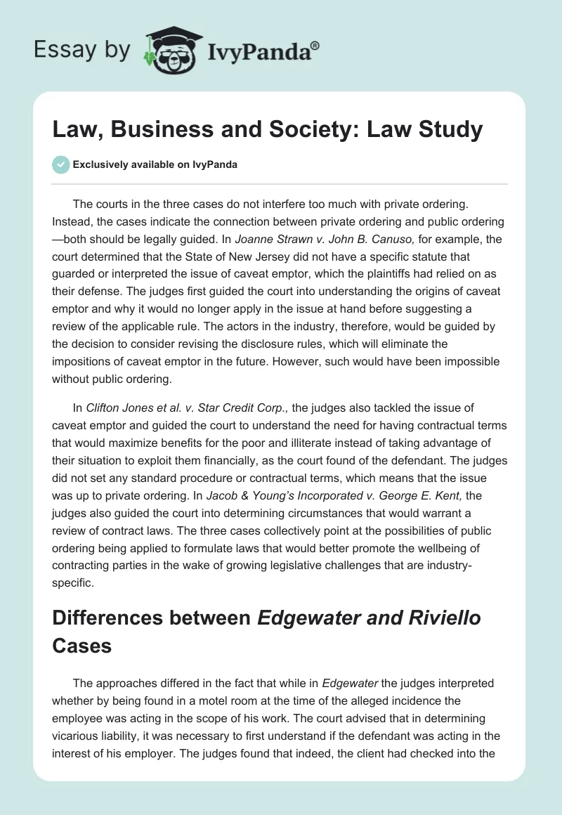 Law, Business and Society: Law Study. Page 1