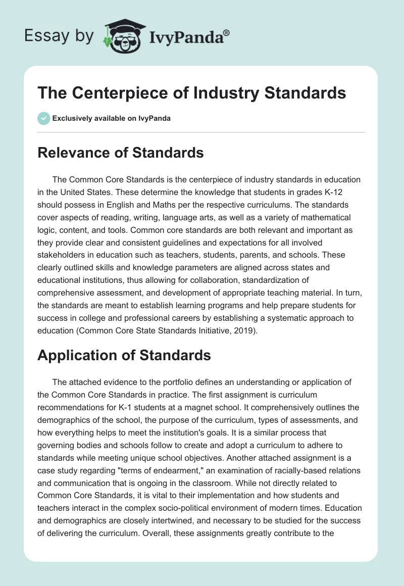 The Centerpiece of Industry Standards. Page 1