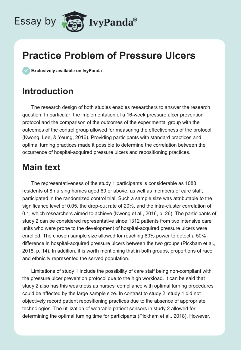 Practice Problem of Pressure Ulcers. Page 1