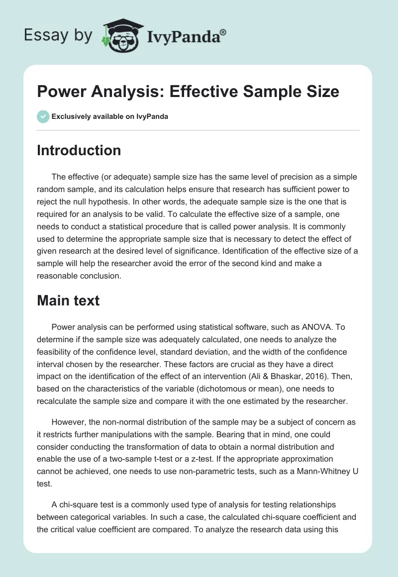 Power Analysis: Effective Sample Size. Page 1