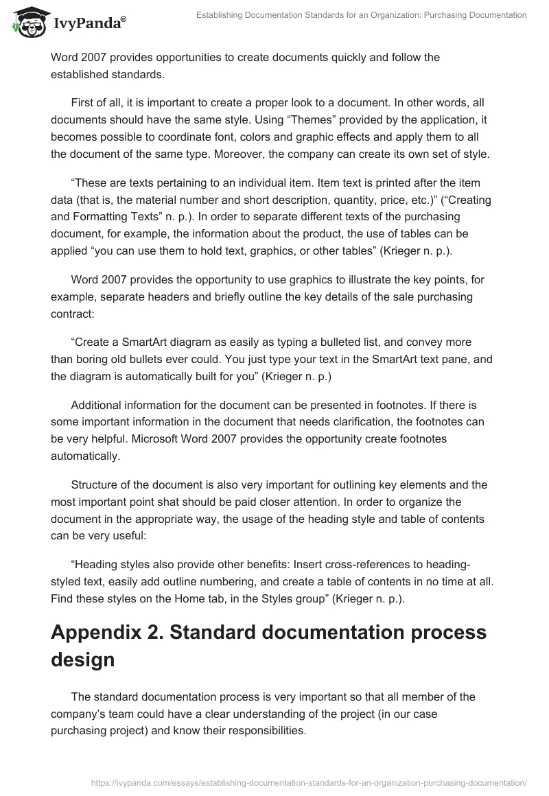 Establishing Documentation Standards for an Organization: Purchasing Documentation. Page 5