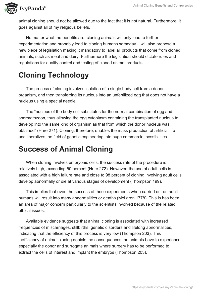Animal Cloning Benefits and Controversies. Page 2