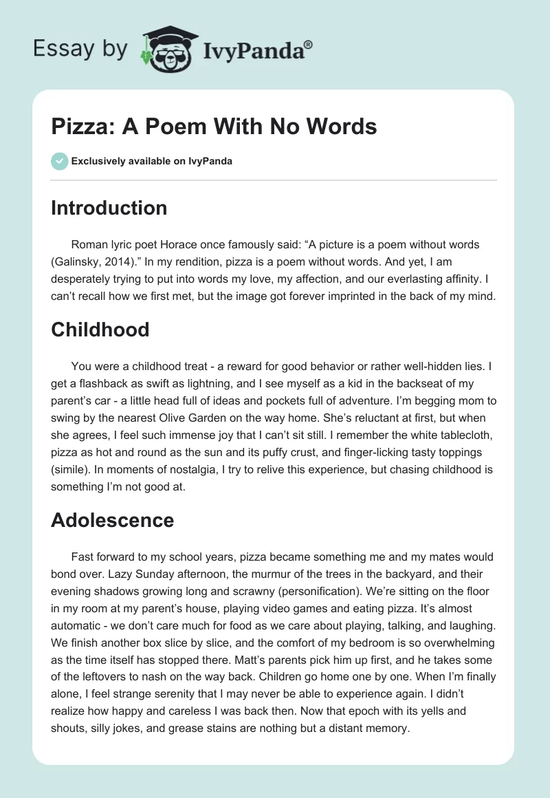 Pizza: A Poem With No Words. Page 1